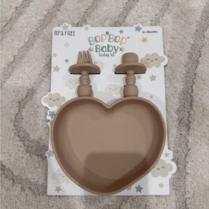 Heart Silicone Feeding Set - Tan